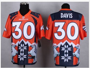 NEW Denver Broncos #30 Terrell Davis Orange NFL Elite Noble Fashion Jersey
