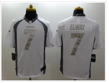 NEW Broncos #7 John Elway White NFL Limited Platinum Jersey