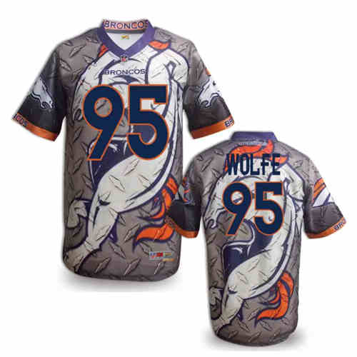 New Denver Broncos 95 Derek Wolfe Team Color NFL Elite Fanatical Version Jerseys