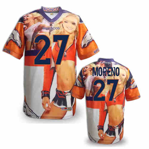 New Denver Broncos #27 Knowshon Moreno Team Color NFL Elite Fanatical Version Jersey