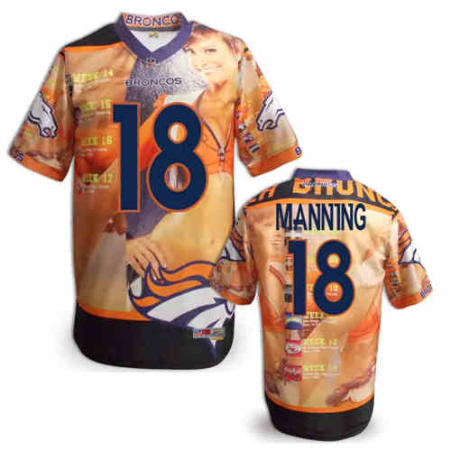 New Denver Broncos #18 Peyton Manning Team Color NFL Elite Fanatical Version Jerseys