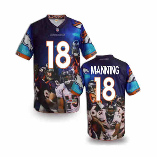 New Denver Broncos 18# Peyton Manning Team Color NFL Elite Fanatical Version Jersey