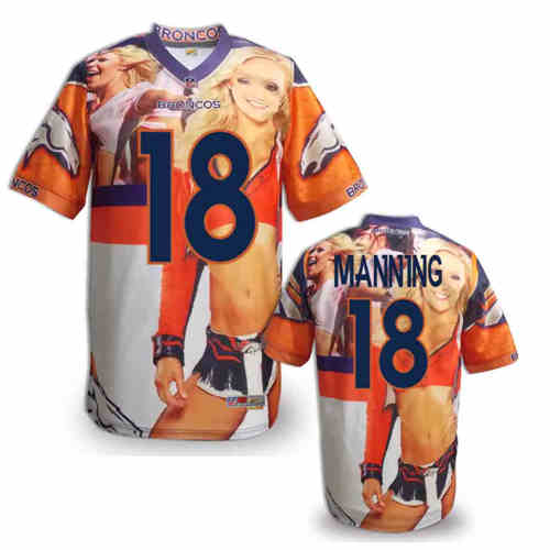 New Denver Broncos #18 Peyton Manning Team Color NFL Elite Fanatical Version Jersey