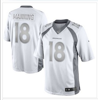 New Denver Broncos #18 Peyton Manning White Platinum Jersey
