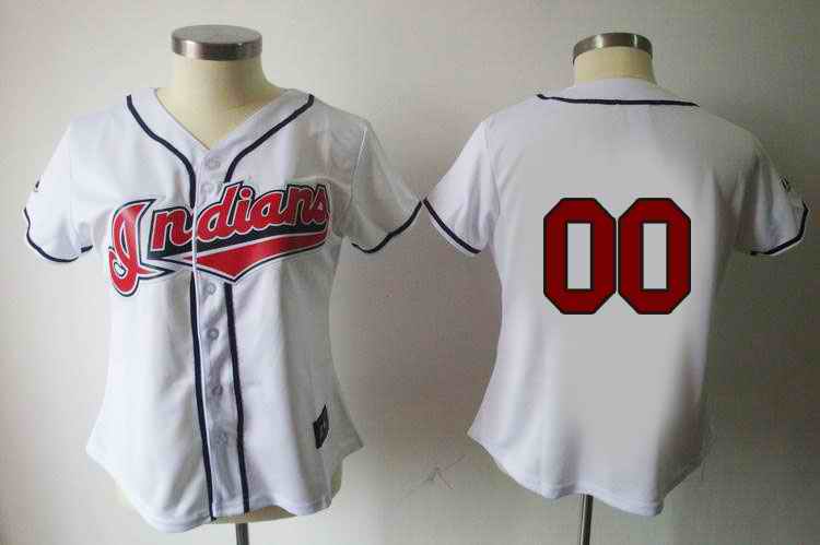 Cleveland Indians Blank White Red Number Women Custom Jerseys Cleveland Indians Blank White Red Number Women Custom Jerseys