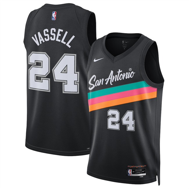 Men's San Antonio Spurs #24 Devin Vassell Black 2025 26 City Edition Stitched Basketball Jersey