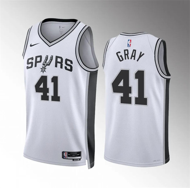 Men's San Antonio Spurs #41 Raiquan Gray White Association Edition Stitched Basketball Jersey Men's San Antonio Spurs #41 Raiquan Gray White Association Edition Stitched Basketball Jersey