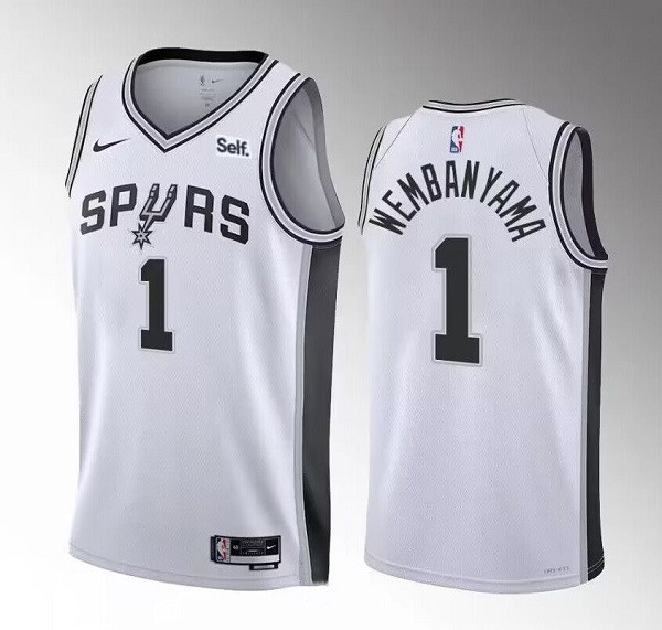 Men's San Antonio Spurs #1 Victor Wembanyama White 2022 23 Association Edition Stitched Basketball Jersey Men's San Antonio Spurs #1 Victor Wembanyama White 2022 23 Association Edition Stitched Basketball Jersey