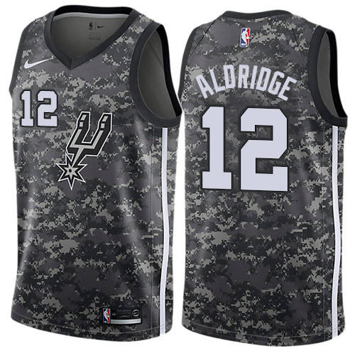 Nike Spurs #12 LaMarcus Aldridge Black NBA Swingman City Edition