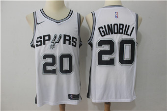 Nike Spurs #20 Manu Ginobili White Nike Swingman Jersey