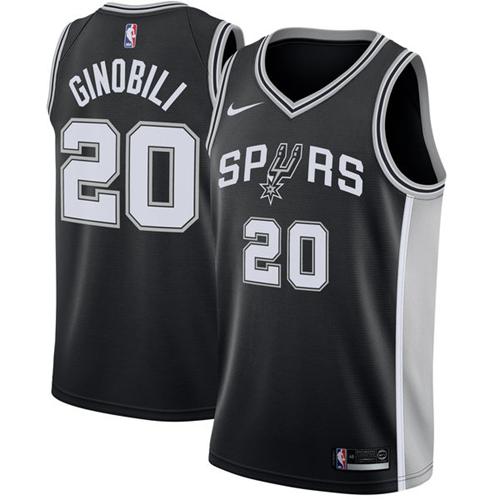 Nike Spurs #20 Manu Ginobili Black NBA Swingman Jersey