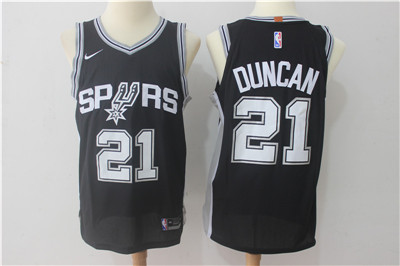 Nike Spurs #21 Tim Duncan Black Authentic Stitched NBA Jersey