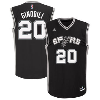 Men's adidas San Antonio Spurs Manu Ginobili Black Road Replica Jersey