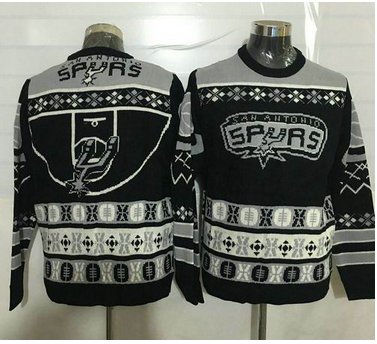 San Antonio Spurs Black Men's NBA Ugly Sweater San Antonio Spurs Black Men's NBA Ugly Sweater