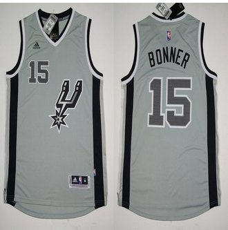 San Antonio Spurs #15 Matt Bonner Grey Alternate Stitched NBA Jersey
