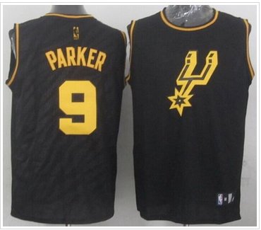 San Antonio Spurs #9 Tony Parker Black Precious Metals Fashion Stitched NBA Jersey