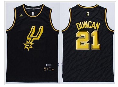San Antonio Spurs #21 Tim Duncan Black Precious Metals Fashion NBA Jersey