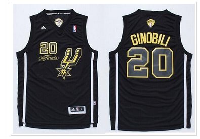 San Antonio Spurs #20 Manu Ginobili Black(Gold No.) Champions Stitched NBA Jersey