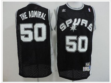San Antonio Spurs #50 David Robinson Black The Admiral Nickname Stitched NBA Jersey