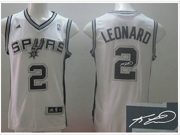San Antonio Spurs Revolution 30 Autographed #2 Kawhi Leonard White Stitched NBA Jersey
