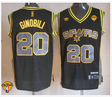 San Antonio Spurs #20 Manu Ginobili Black Electricity Fashion Finals Patch Stitched NBA Jersey