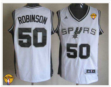 San Antonio Spurs Revolution 30 #50 David Robinson White Finals Patch Stitched NBA Jersey