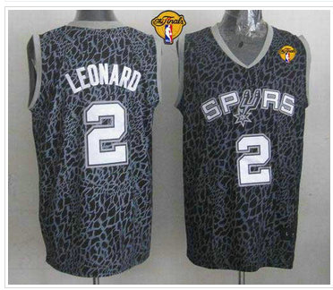 San Antonio Spurs #2 Kawhi Leonard Black Crazy Light Finals Patch Stitched NBA Jersey