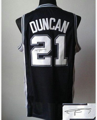 San Antonio Spurs Revolution 30 Autographed #21 Tim Duncan Black Stitched NBA Jersey