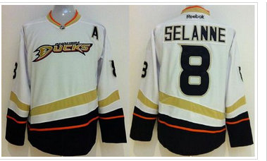 Anaheim Ducks #8 Teemu Selanne White Stitched NHL Jersey