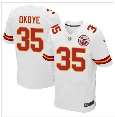 NEW Kansas City Chiefs #35 Christian Okoye White NFL Elite Jersey
