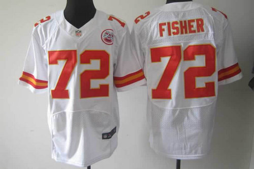 NEW NFL Kansas City Chiefs 72 Eric Fisher White Jerseys (Elite)