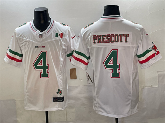 Men's Dallas Cowboys #4 Dak Prescott 2024 Mexico White F.U.S.E. Stitched Football Jersey Men's Dallas Cowboys #4 Dak Prescott 2024 Mexico White F.U.S.E. Stitched Football Jersey