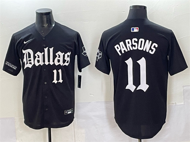 Men's Dallas Cowboys #11 Micah Parsons Black 'Gothic Lone Star Edition' Limited Stitched Baseball Jersey Men's Dallas Cowboys #11 Micah Parsons Black 'Gothic Lone Star Edition' Limited Stitched Baseball Jersey