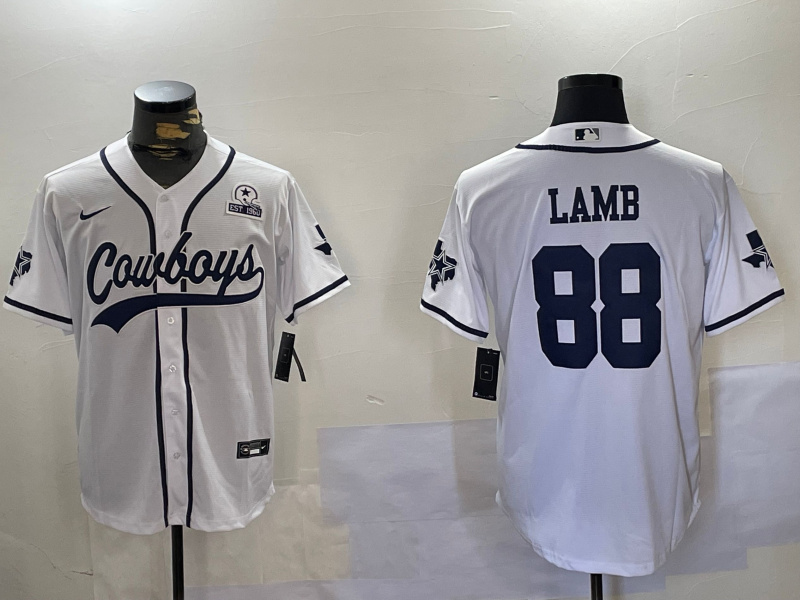 Men's Dallas Cowboys #88 CeeDee Lamb White 2022 Olive Salute To Service Cool Base Stitched Baseball Jersey 6