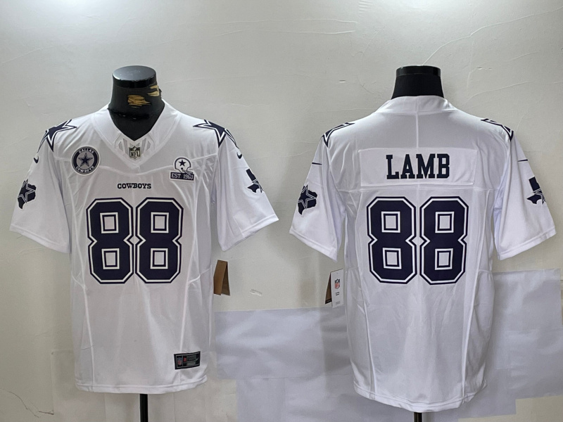 Men's Dallas Cowboys #88 CeeDee Lamb 2024 White F.U.S.E. With Established In 1960 Patch Stitched Football Jersey 1 Men's Dallas Cowboys #88 CeeDee Lamb 2024 White F.U.S.E. With Established In 1960 Patch Stitched Football Jersey 1