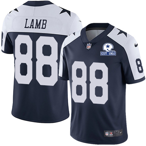 Nike Cowboys #88 CeeDee Lamb Navy Blue Thanksgiving Men's Stitched With Established In 1960 Patch NFL Vapor Untouchable Limited Throwback Jersey Nike Cowboys #88 CeeDee Lamb Navy Blue Thanksgiving Men's Stitched With Established In 1960 Patch NFL Vapor Untouchable Limited Throwback Jersey