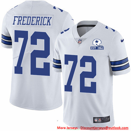 Nike Cowboys #72 Travis Frederick White Men's Stitched With Established In 1960 Patch NFL Vapor Untouchable Limited Jersey