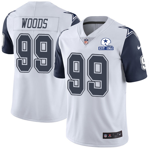Nike Cowboys #99 Antwaun Woods White Men's Stitched With Established In 1960 Patch NFL Limited Rush Jersey Nike Cowboys #99 Antwaun Woods White Men's Stitched With Established In 1960 Patch NFL Limited Rush Jersey