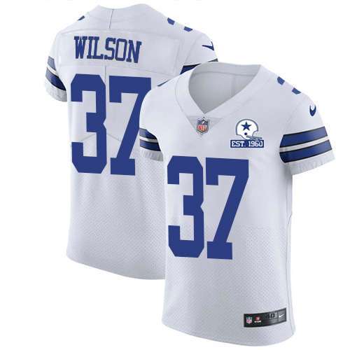 Nike Cowboys #37 Donovan Wilson White Men's Stitched With Established In 1960 Patch NFL New Elite Jersey Nike Cowboys #37 Donovan Wilson White Men's Stitched With Established In 1960 Patch NFL New Elite Jersey