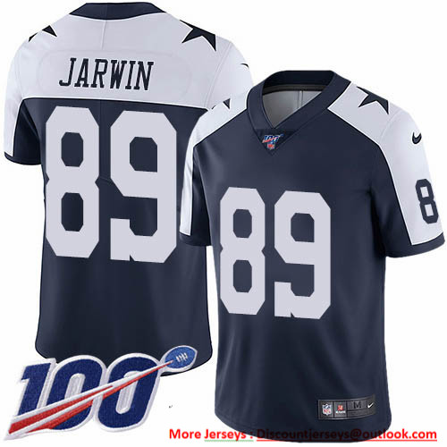 Nike Cowboys #89 Blake Jarwin Navy Blue Thanksgiving Men's Stitched NFL 100th Season Vapor Throwback Limited Jersey