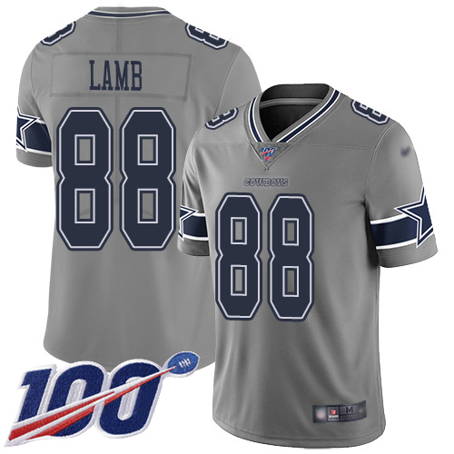 Nike Cowboys #88 CeeDee Lamb Gray Men's Stitched NFL Limited Inverted Legend 100th Season Jersey Nike Cowboys #88 CeeDee Lamb Gray Men's Stitched NFL Limited Inverted Legend 100th Season Jersey