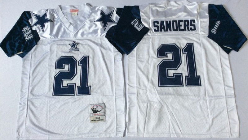 Mitchell&Ness cowboys #21 Deion Sanders Throwback Stitched NFL Jersey