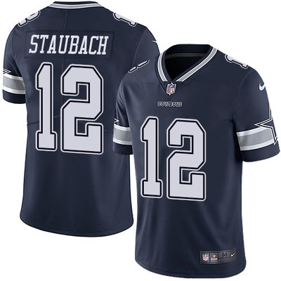 Nike Cowboys #12 Roger Staubach Navy Blue Team Color Men's Stitched NFL Vapor Untouchable Limited Jersey