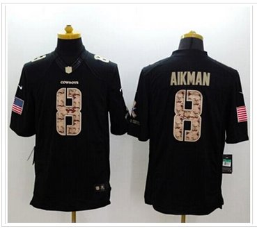 NEW Dallas Cowboys #8 Troy Aikman Black Salute To Service Jersey