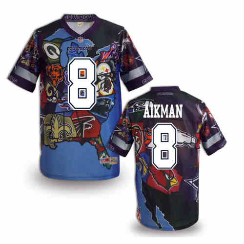 New Dallas Cowboys 8# Troy Aikman Color NFL Elite Fanatical Version Jerseys