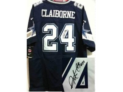 NEW Dallas Cowboys #24 Morris Claiborne dk.blue jerseys(Elite signature)