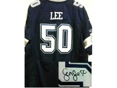 NEW Dallas Cowboys #50 Sean Lee dk.blue jerseys(Elite signature)