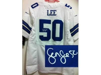 NEW Dallas Cowboys #50 Sean Lee white jerseys(Elite signature)