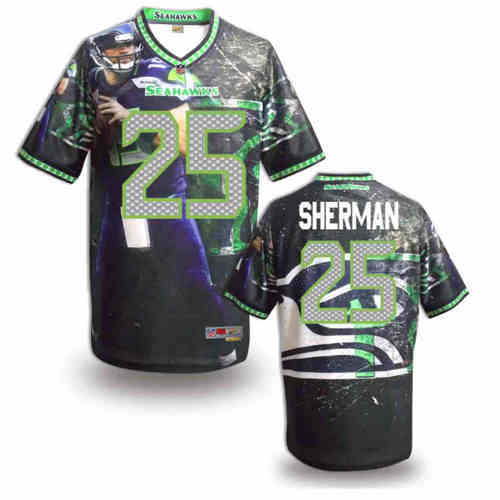 New Seattle Seahawks 25 Richard Sherman Team Color NFL Elite Fanatical Version Jersey