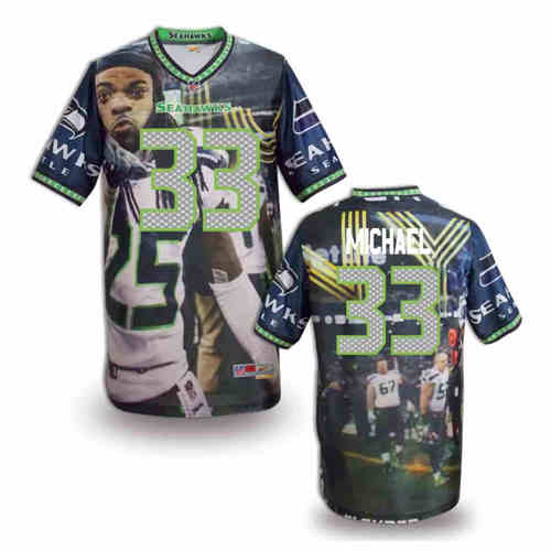 New Seattle Seahawks 33# Christine Michael Team Color Elite Fanatical Version Jersey